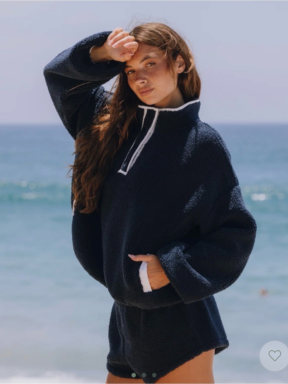 Daily Drills Navy Sherpa Pullover with White Trim